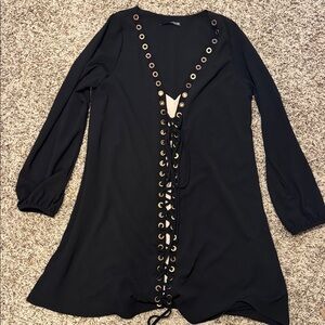 Ariella Black Dress with Gold Eyelets